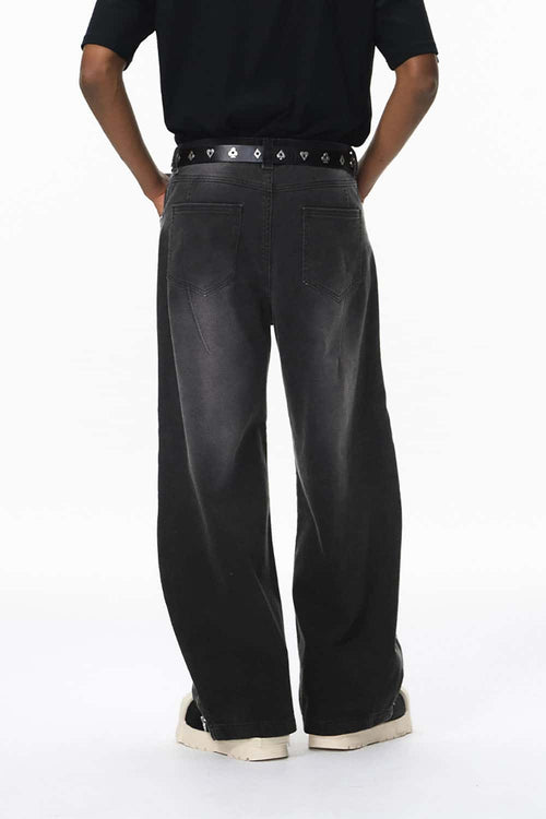 Washed Pleated Cargo Pants - Black