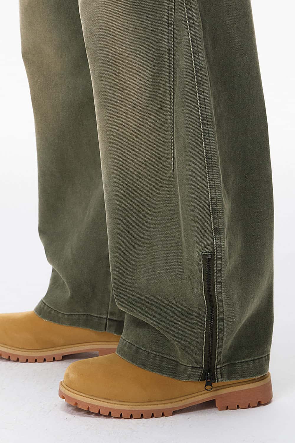 Vintage Washed Pleated Workwear Pants _ Relaxed Fit Distressed Utility Trousers