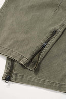 Washed Pleated Cargo Pants - Green