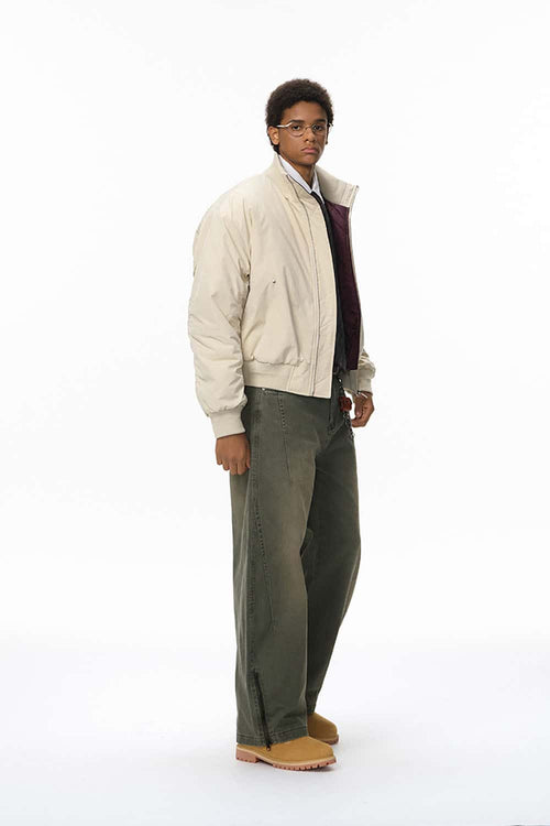 Washed Pleated Cargo Pants - Green