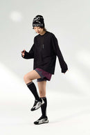 Contrast Zip Quick-Dry Long Sleeve Tee - Black