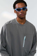 Contrast Zip Quick-Dry Long Sleeve Tee - Dark Gray