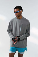 Contrast Zip Quick-Dry Long Sleeve Tee - Dark Gray