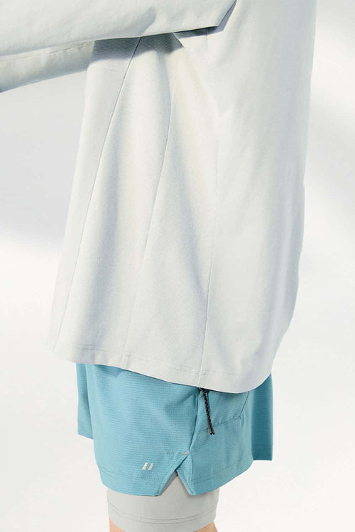 Contrast Zip Quick-Dry Long Sleeve Tee - Light Gray