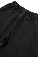 Curved-Leg Structured Denim Pants - Black