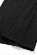 Curved-Leg Structured Denim Pants - Black