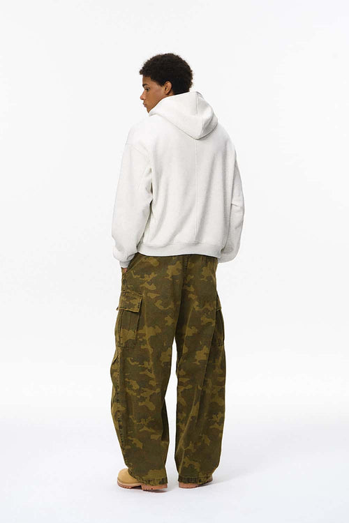 Thermal Fleece Double-Zip Crop Hoodie - Flower Gray