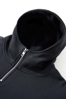 Thermal Fleece Double-Zip Crop Hoodie - Navy Blue