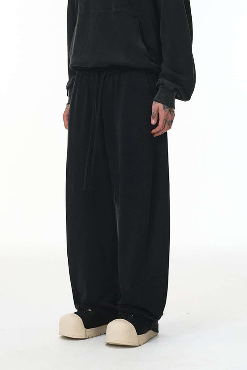 Curved-Seam Wide-Leg Sweatpants - Black