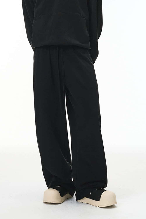 Curved-Seam Wide-Leg Sweatpants - Black
