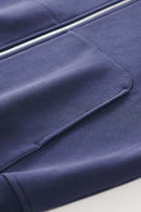 Curved-Sleeve Fleece Zip Hoodie - Blue