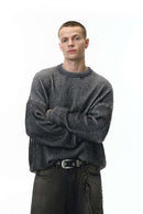 Two-Tone Gradient Striped Knit Sweater - Black