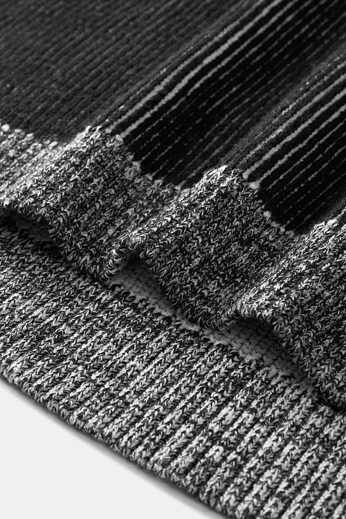 Two-Tone Gradient Striped Knit Sweater - Black