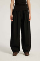 Cotton-Blend Loose Balloon Pants - Black