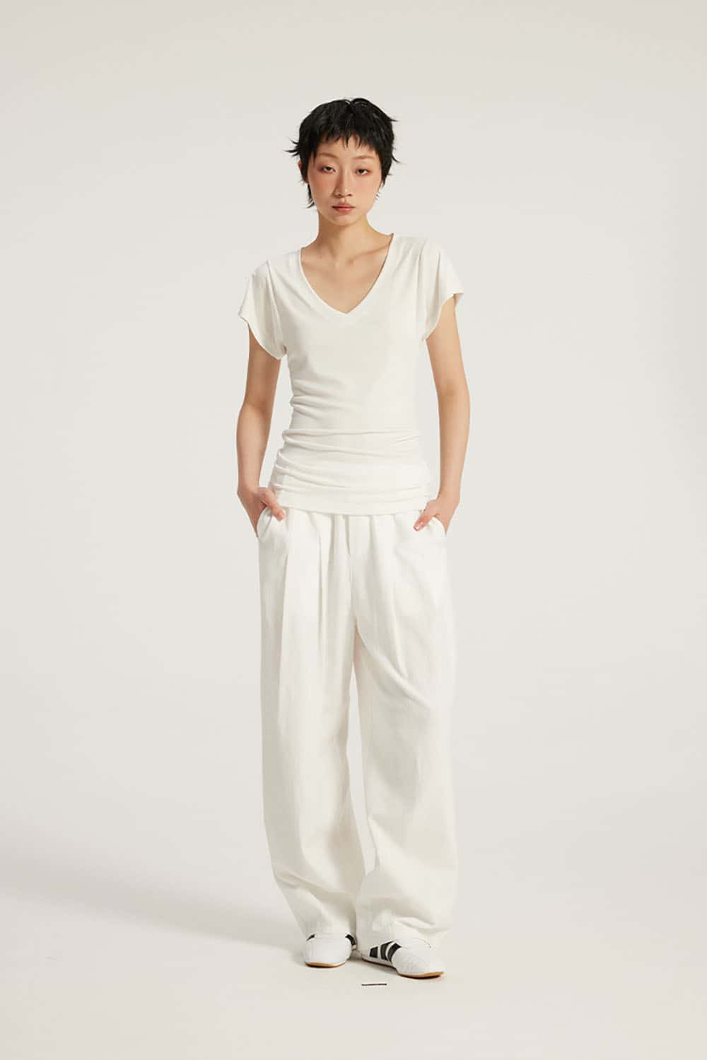 Cotton-Feel Loose Balloon Pants _ Mid-Low Waist Wide-Leg Casual Trousers