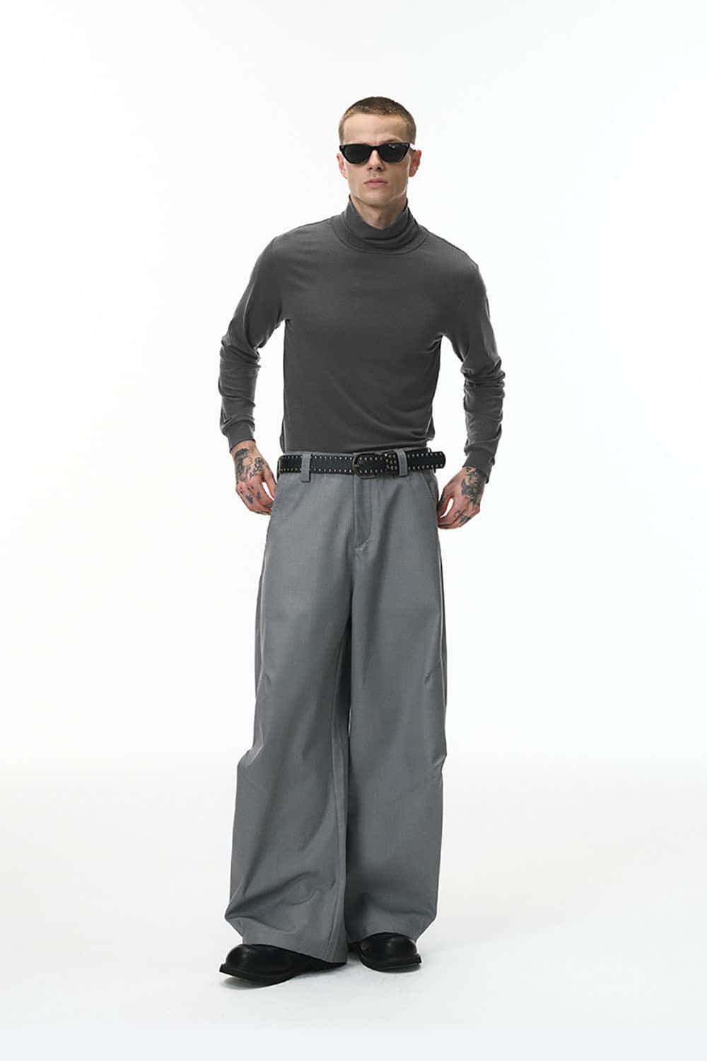 Wool Blend Fitted Turtleneck _ Slim Long Sleeve Base Layer Tee