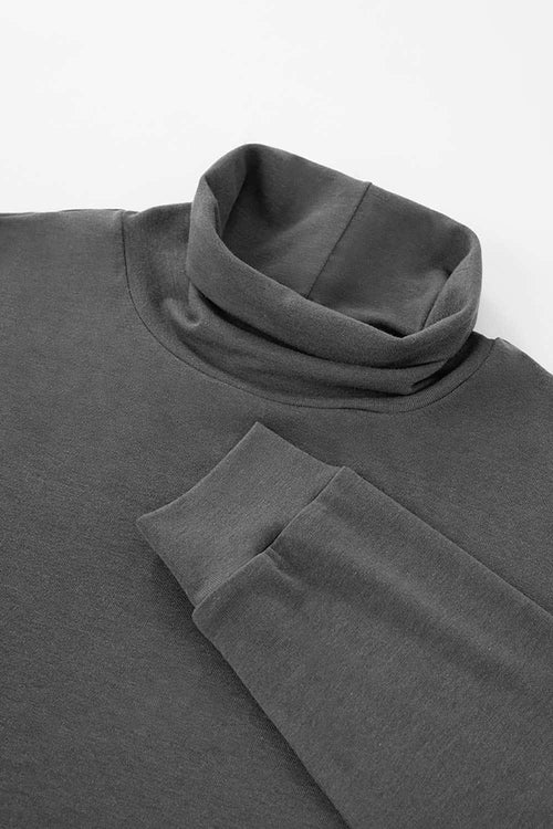 Lyocell Wool Turtleneck Layer - Dark Gray