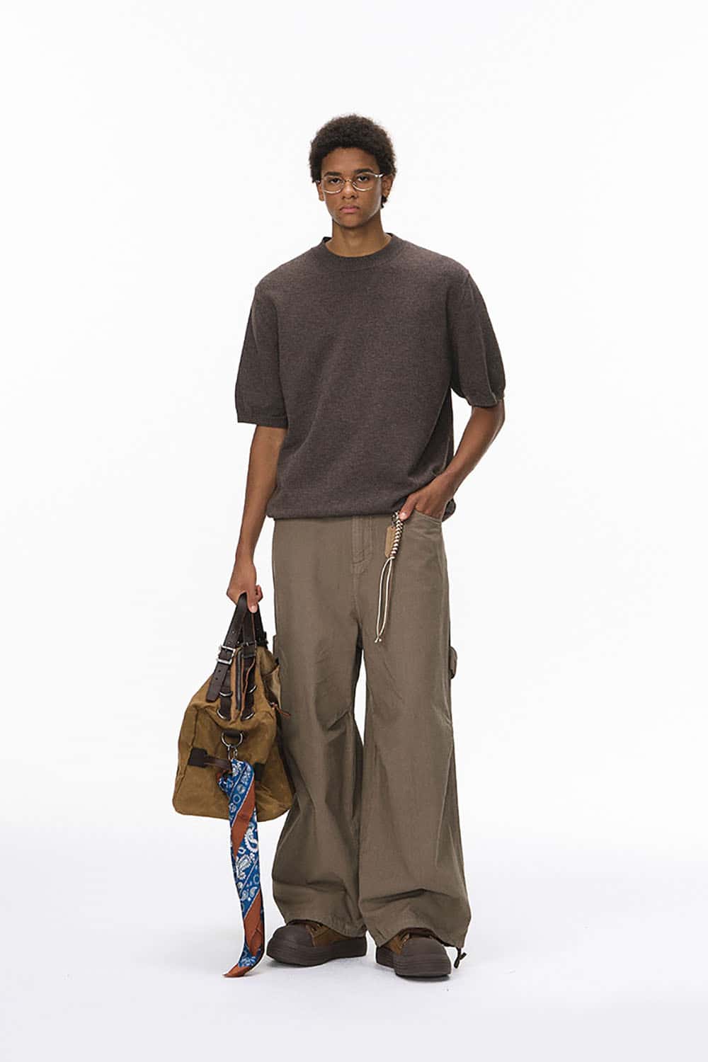 Loose Knit Crewneck Sweater Tee _ Short Sleeve Warm Wool-Blend Pullover