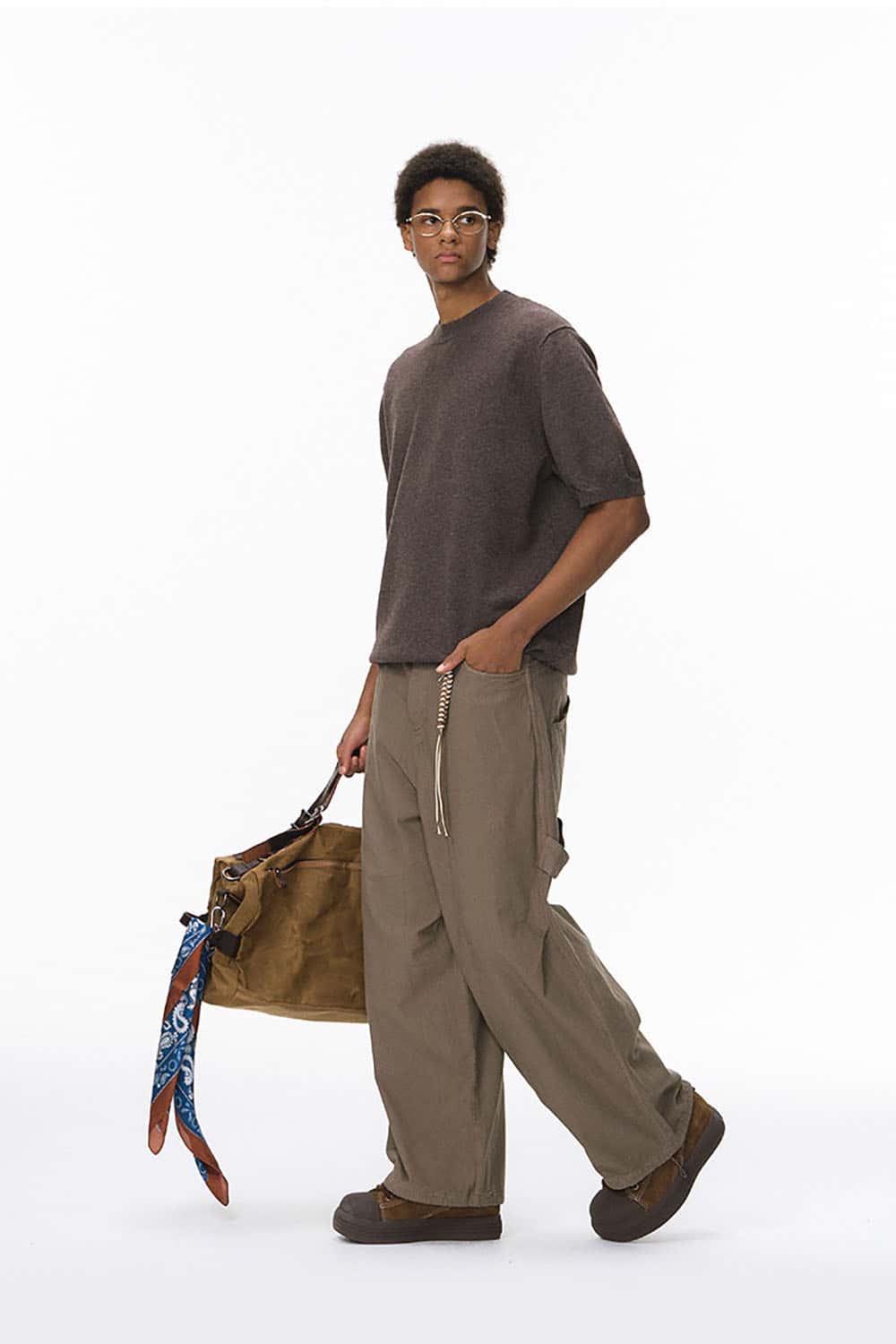 Loose Knit Crewneck Sweater Tee _ Short Sleeve Warm Wool-Blend Pullover