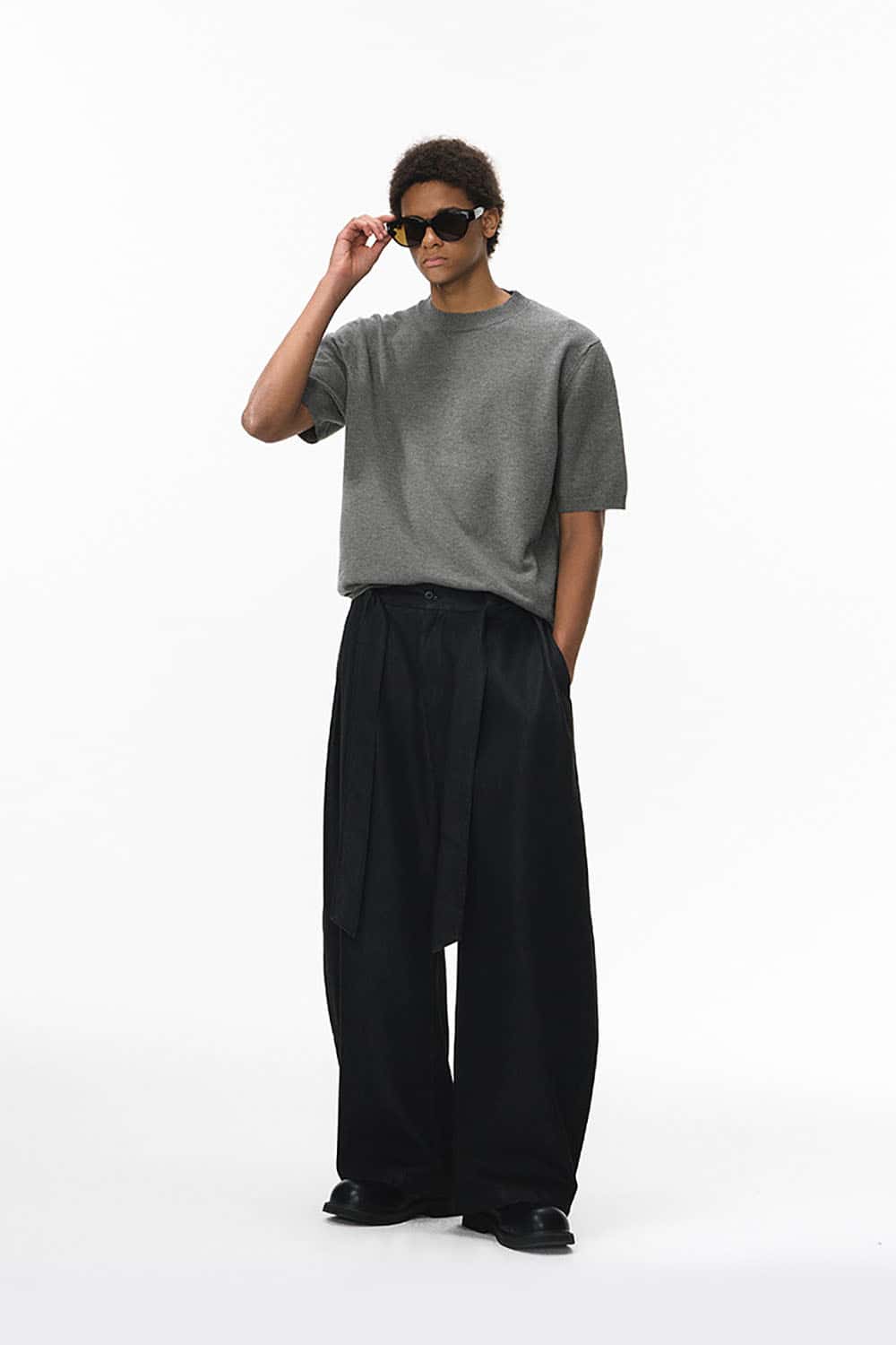 Loose Knit Crewneck Sweater Tee _ Short Sleeve Warm Wool-Blend Pullover