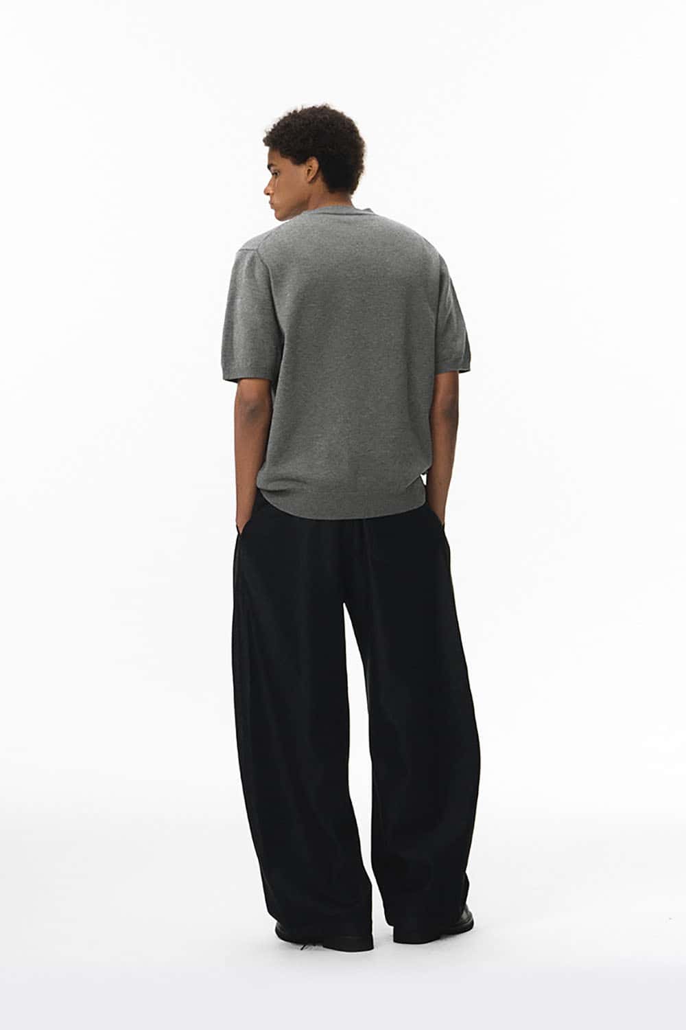 Loose Knit Crewneck Sweater Tee _ Short Sleeve Warm Wool-Blend Pullover