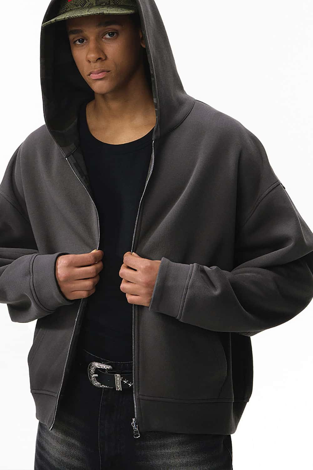 Reversible Camo Zip-Up Hoodie _ Boxy Fit Versatile Hooded Jacket