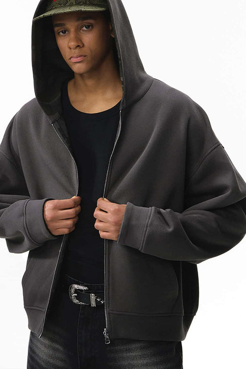 Reversible Camo Zip-Up Jacket - Dark Gray