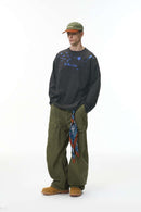 Splash Graphic Long-Sleeve Streetwear Tee - Dark Gray