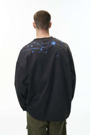 Splash Graphic Long-Sleeve Streetwear Tee - Dark Gray