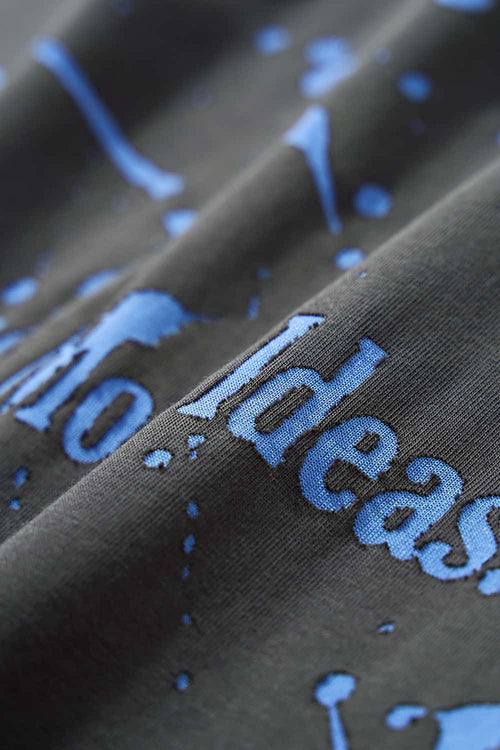 Splash Graphic Long-Sleeve Streetwear Tee - Dark Gray