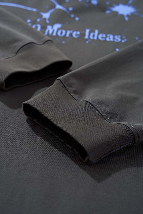 Splash Graphic Long-Sleeve Streetwear Tee - Dark Gray