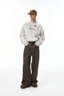 Splash Graphic Long-Sleeve Streetwear Tee - Light Gray