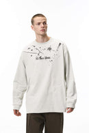 Splash Graphic Long-Sleeve Streetwear Tee - Light Gray
