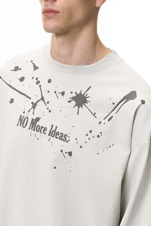Splash Graphic Long-Sleeve Streetwear Tee - Light Gray