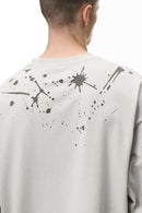 Splash Graphic Long-Sleeve Streetwear Tee - Light Gray
