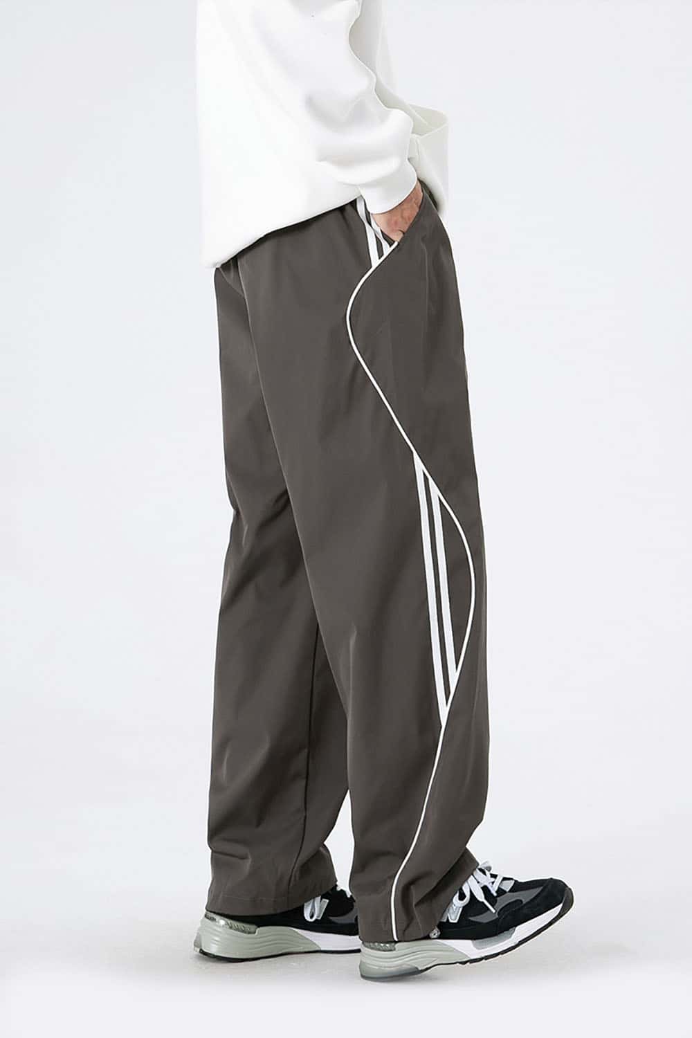 Straight-Leg Drawstring Joggers _ Relaxed Fit Sporty Track Pants with Cuffed Ankles