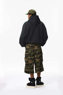 Fleece-Lined Cropped Streetwear Hoodie - Black