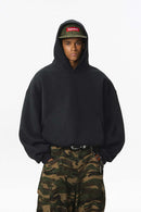Fleece-Lined Cropped Streetwear Hoodie - Black