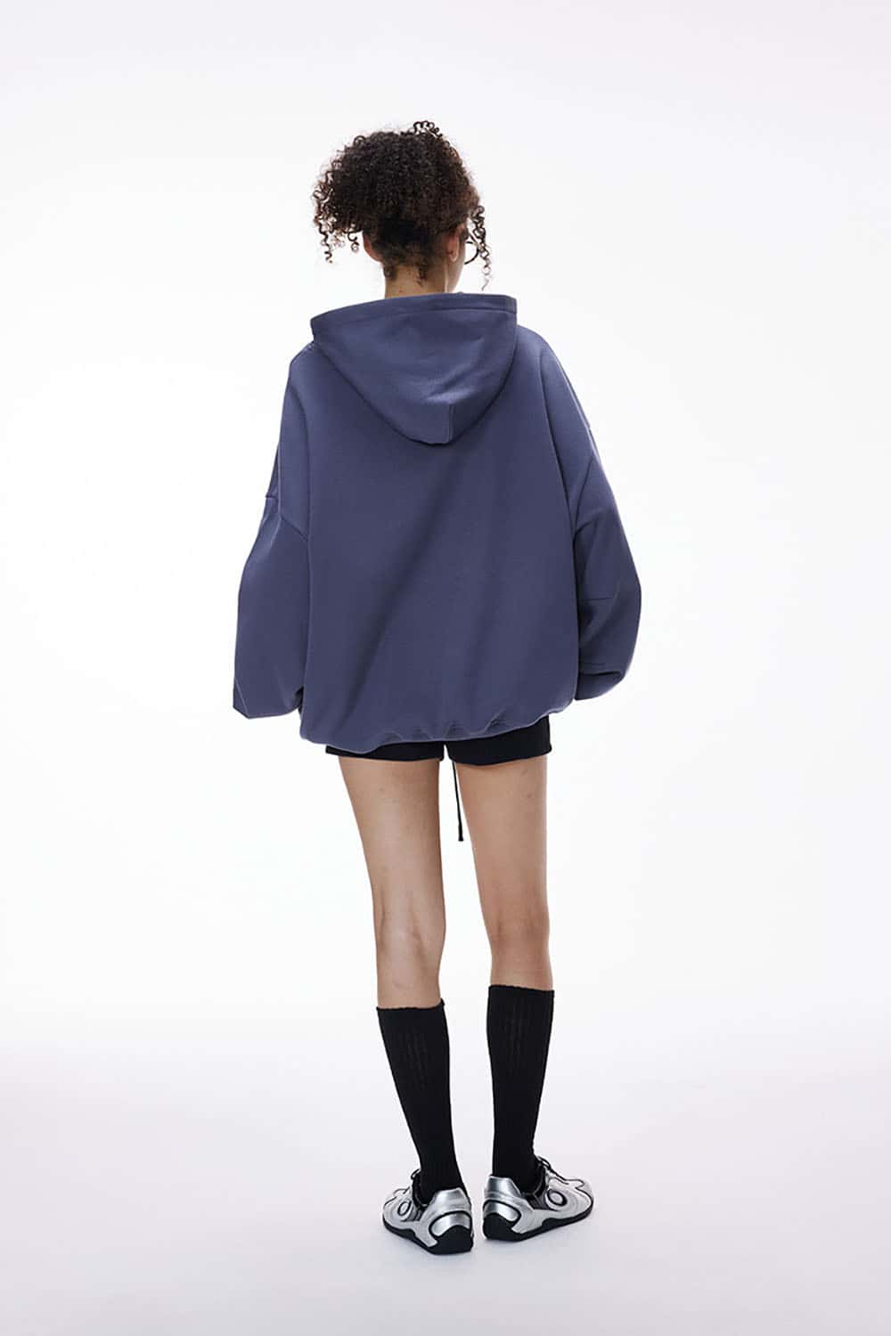 Cropped Plush Hoodie _ Curved Hem Fleece-Lined Eggshell Velvet Sweatshirt