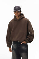 Fleece-Lined Cropped Streetwear Hoodie - Brown