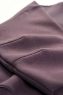 Fleece-Lined Cropped Streetwear Hoodie - Plum Purple