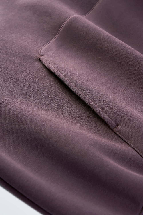 Fleece-Lined Cropped Streetwear Hoodie - Plum Purple