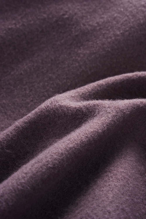 Fleece-Lined Cropped Streetwear Hoodie - Plum Purple