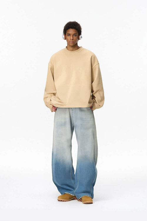 Vintage Distressed Gradient Wide-Leg Pants - Blue