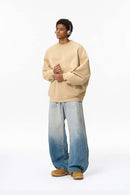 Vintage Distressed Gradient Wide-Leg Pants - Blue