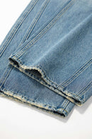 Vintage Distressed Gradient Wide-Leg Pants - Blue