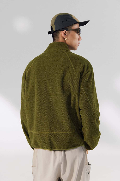 Thermal Zip-Up Fleece Pullover - Olive