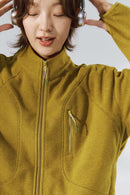 Thermal Zip-Up Fleece Pullover - Yellow