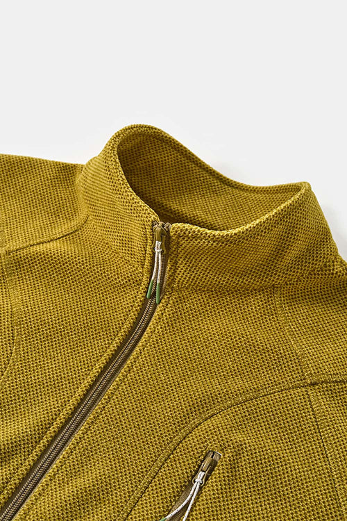 Thermal Zip-Up Fleece Pullover - Yellow