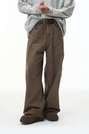 Distressed Raw-Edge Cargo Pants - Brown